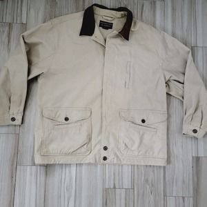 Roundtree & Yorke leather trim Lined Barn Jacket Chore Ranch Coat mens sz XLarge